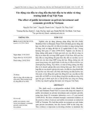 Tác động của đầu tư công đến thu hút đầu tư tư nhân và tăng trưởng kinh tế tại Việt Nam