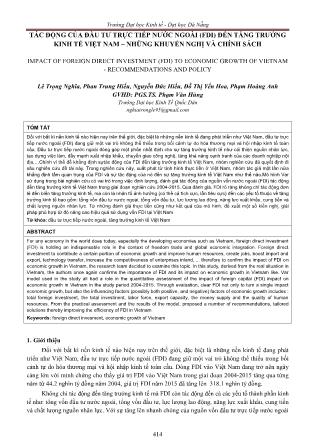 Tác động của đầu tư trực tiếp nước ngoài (FDI) đến tăng trưởng kinh tế Việt Nam – Những khuyến nghị và chính sách