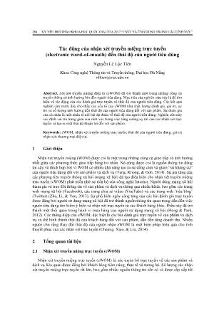 Tác động của nhận xét truyền miệng trực tuyến (electronic word-of-mouth) đến thái độ của người tiêu dùng