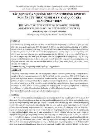 Tác động của nợ công đến tăng trưởng kinh tế: Nghiên cứu thực nghiệm tại các quốc gia đang phát triển