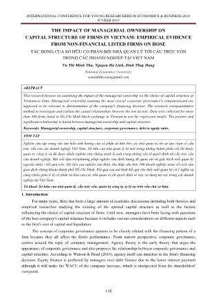 Tác động của sở hữu cổ phần bởi nhà quản lý tới cấu trúc vốn trong các doanh nghiệp tại Việt Nam