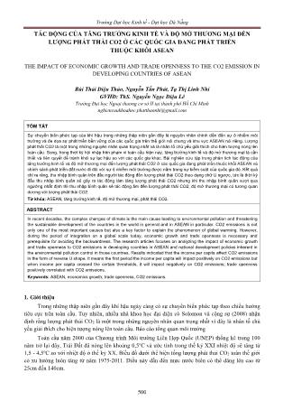 Tác động của tăng trưởng kinh tế và độ mở thương mại đến lượng phát thải CO₂ ở các quốc gia đang phát triển thuộc khối ASEAN
