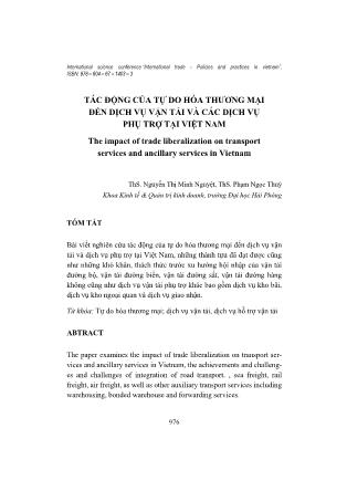 Tác động của tự do hóa thương mại đến dịch vụ vận tải và các dịch vụ phụ trợ tại Việt Nam