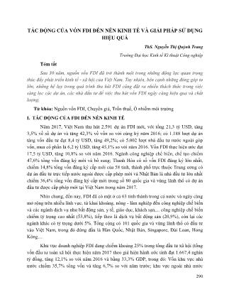 Tác động của vốn FDI đến nền kinh tế và giải pháp sử dụng hiệu quả