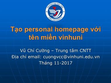 Tạo personal homepage với tên miền vinhuni - Vũ Chí Cường