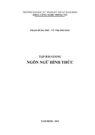 Tập bài giảng Ngôn ngữ hình thức (Phần 1)