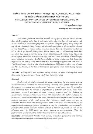 Thách thức đối với doanh nghiệp Việt Nam trong phát triển hệ thống bán lẻ thân thiện môi trường