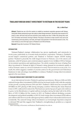 Thailand foreign direct investment to vietnam in the recent years