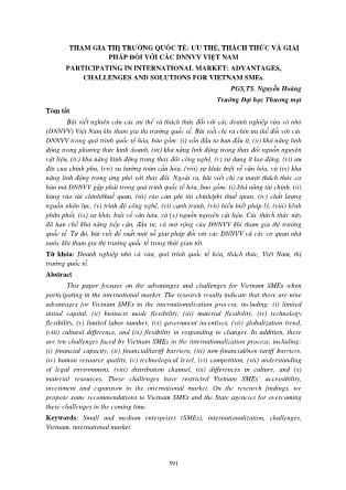 Tham gia thị trường quốc tế: Ưu thế, thách thức và giải pháp đối với các DNNVV Việt Nam