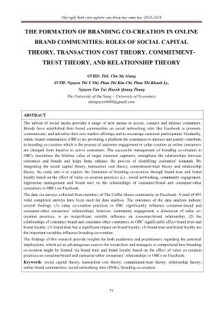 The formation of branding co-creation in online brand communities: Roles of social capital theory, transaction cost theory, commitmenttrust theory, and relationship theory