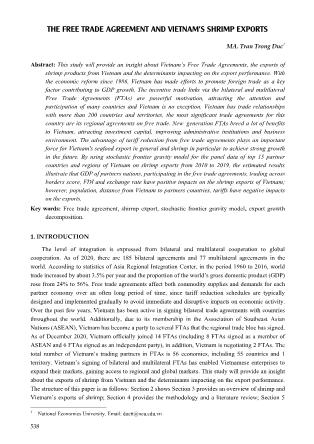 The free trade agreement and vietnams shrimp exports