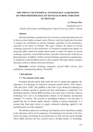 The impact of external technology acquisition on firm performance of manufacturing industry in vietnam