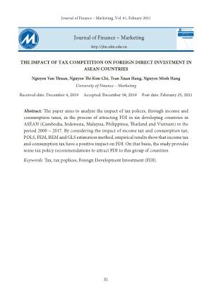 The impact of tax competition on foreign direct investment in asean countries