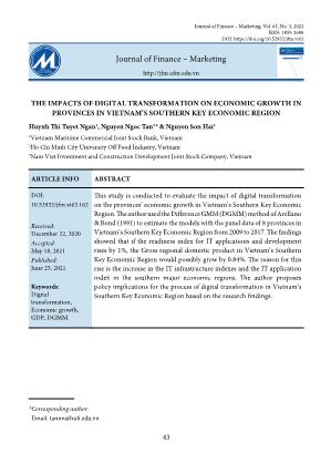 The impacts of digital transformation on economic growth in provinces in vietnam’s southern key economic region