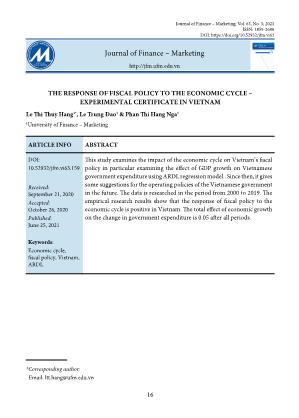 The response of fiscal policy to the economic cycle – experimental certificate in vietnam