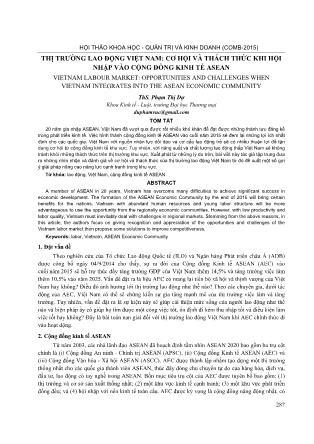 Thị trường lao động Việt Nam: Cơ hội và thách thức khi hội nhập vào cộng đồng kinh tế ASEAN