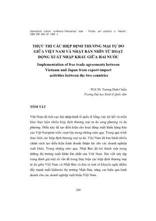 Thực thi các hiệp định thương mại tự do giữa Việt Nam và Nhật Bản nhìn từ hoạt động xuất nhập khẩu giữa hai nước