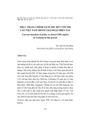 Thực trạng chính sách thu hút vốn FDI vào Việt Nam trong giai đoạn hiện nay