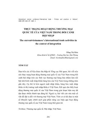Thực trạng hoạt động thương mại quốc tế của Việt Nam trong bối cảnh hội nhập