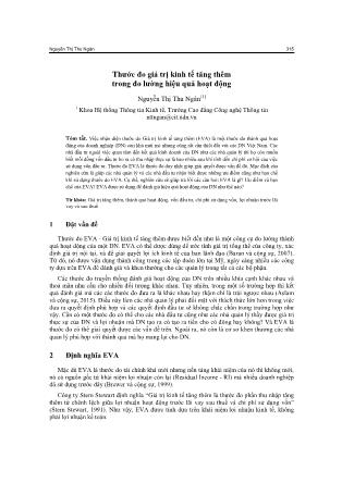 Thước đo giá trị kinh tế tăng thêm trong đo lường hiệu quả hoạt động