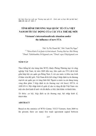 Tình hình thương mại quốc tế của Việt Nam dưới tác động của các FTA thế hệ mới