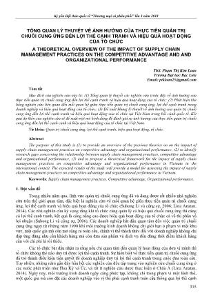 Tổng quan lý thuyết về ảnh hưởng của thực tiễn quản trị chuỗi cung ứng đến lợi thế cạnh tranh và hiệu quả hoạt động của tổ chức
