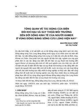 Tổng quan về tác động của biến đổi khí hậu và suy thoái môi trường đến đời sống kinh tế của người Khmer ở vùng đồng bằng sông Cửu Long hiện nay