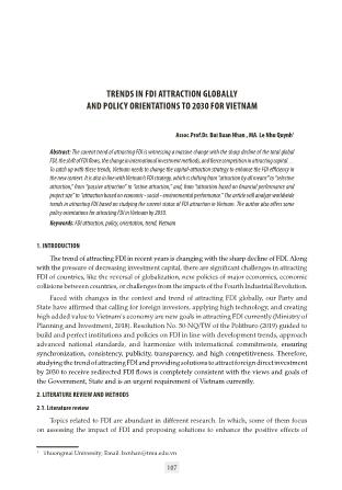 Trends in fdi attraction globally and policy orientations to 2030 for vietnam