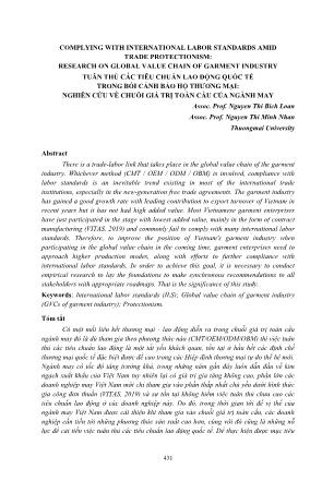 Tuân thủ các tiêu chuẩn lao động quốc tế trong bối cảnh bảo hộ thương mại: Nghiên cứu về chuỗi giá trị toàn cầu của ngành may