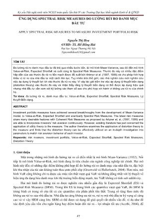Ứng dụng spectral risk measures đo lường rủi ro danh mục đầu tư