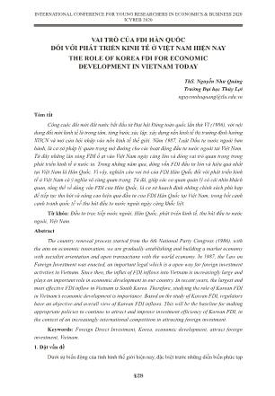 Vai trò của FDI Hàn Quốc đối với phát triển kinh tế ở Việt Nam hiện nay