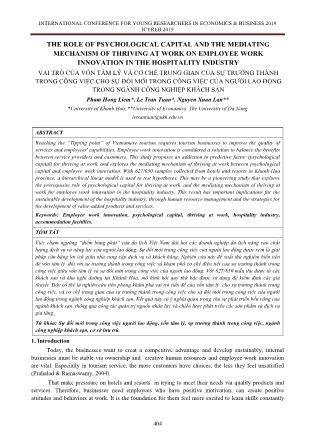 Vai trò của vốn tâm lý và cơ chế trung gian của sự trưởng thành trong công việc cho sự đổi mới trong công việc của người lao động trong ngành công nghiệp khách sạn