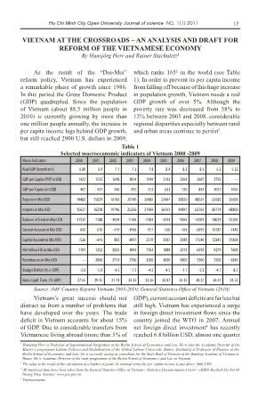 Vietnam at the crossroads – An analysis and draft for reform of the vietnamese economy