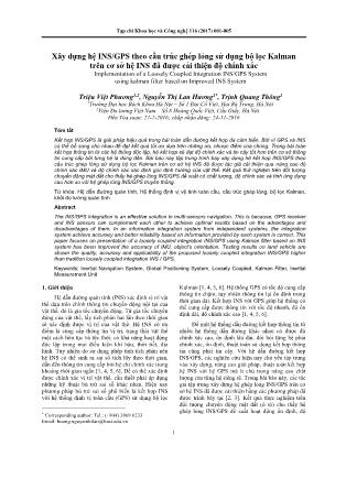 Xây dưng hệ INS/GPS theo cấu trúc ghép lỏng sử dụng bộ lọc Kalman trên cơ sở hệ INS đã được cải thiện độ chính xác