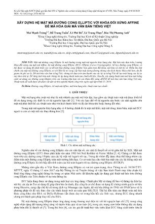 Xây dựng hệ mật mã đường cong elliptic với khóa đối xứng affine để mã hóa giải mã văn bản Tiếng Việt