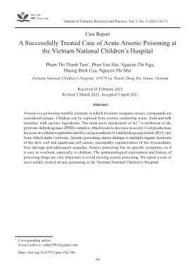 A Successfully Treated Case of Acute Arsenic Poisoning at the Vietnam National Children’s Hospital