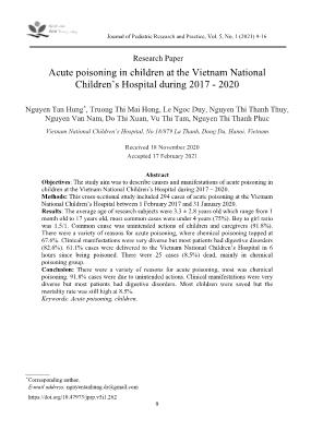 Acute poisoning in children at the Vietnam National Children’s Hospital during 2017 - 2020