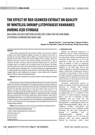 Ảnh hưởng của dịch chiết rong đỏ đến chất lượng tôm thẻ chân trắng (litopenaeus vannamei) bảo quản lạnh
