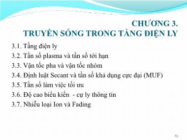 Bài giảng Kỹ thuật anten và truyền sóng - Chương 3: Truyền sóng trong tầng điện ly - Nguyễn Thị Linh Phương