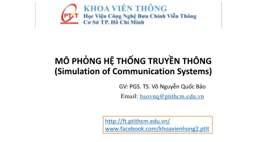 Bài giảng Mô phỏng hệ thống truyền thông - Chương 1: Lý thuyết mô phỏng - Võ Nguyễn Quốc Bảo