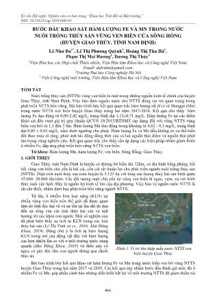 Bước đầu khảo sát hàm lượng fe và mn trong nước nuôi trồng thủy sản vùng ven biển cửa sông Hồng (huyện Giao Thủy, tỉnh Nam Định)