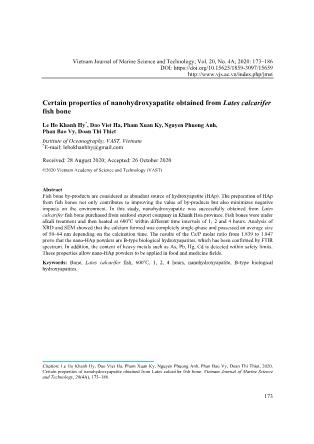 Certain properties of nanohydroxyapatite obtained from Lates calcarifer fish bone
