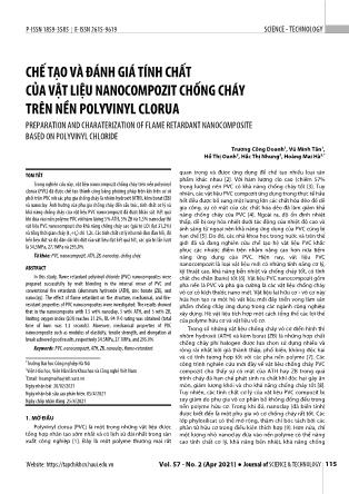 Chế tạo và đánh giá tính chất của vật liệu nanocompozit chống cháy trên nền Polyvinyl Clorua