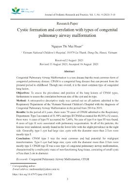 Cystic formation and correlation with types of congenital pulmonary airway malformation