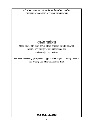 Giáo trình Tin học ứng dụng trong kinh doanh - Trình độ: Cao đẳng - Trường Cao đẳng cơ giới Ninh Bình