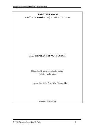 Giáo trình Xây dựng thực đơn - Trường Cao đẳng cộng đồng Lào Cai