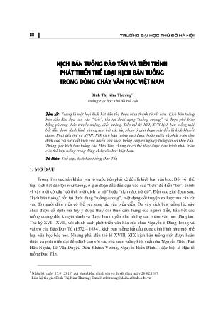 Kịch bản Tuồng Đào Tấn và tiến trình phát triển thể loại kịch bản tuồng trong dòng chảy văn học Việt Nam