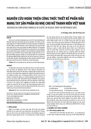 Nghiên cứu hoàn thiện công thức thiết kế phần đầu mang tay sản phẩm áo nhẹ cho nữ thanh niên Việt Nam