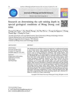 Research on determining the safe mining depth in special geological conditions of Mong Duong coal mine