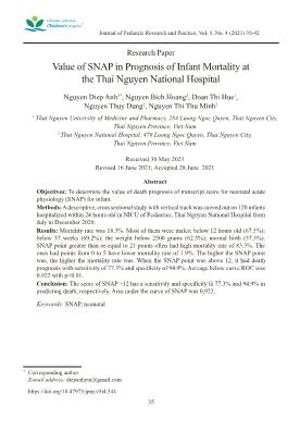 Value of SNAP in Prognosis of Infant Mortality at the Thai Nguyen National Hospital